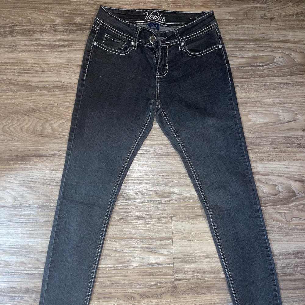 Vanity Charcoal Gray Skinny Jeans 26W33L